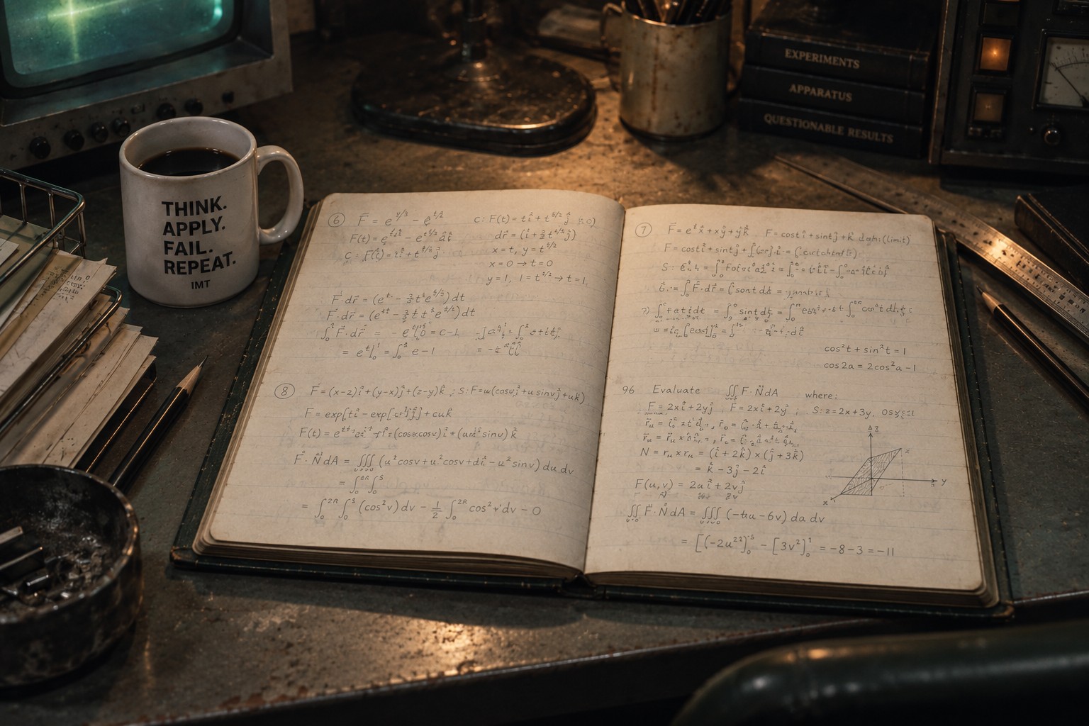 Recovered Project Lacuna notebook open to pages of unidentified mathematical notation