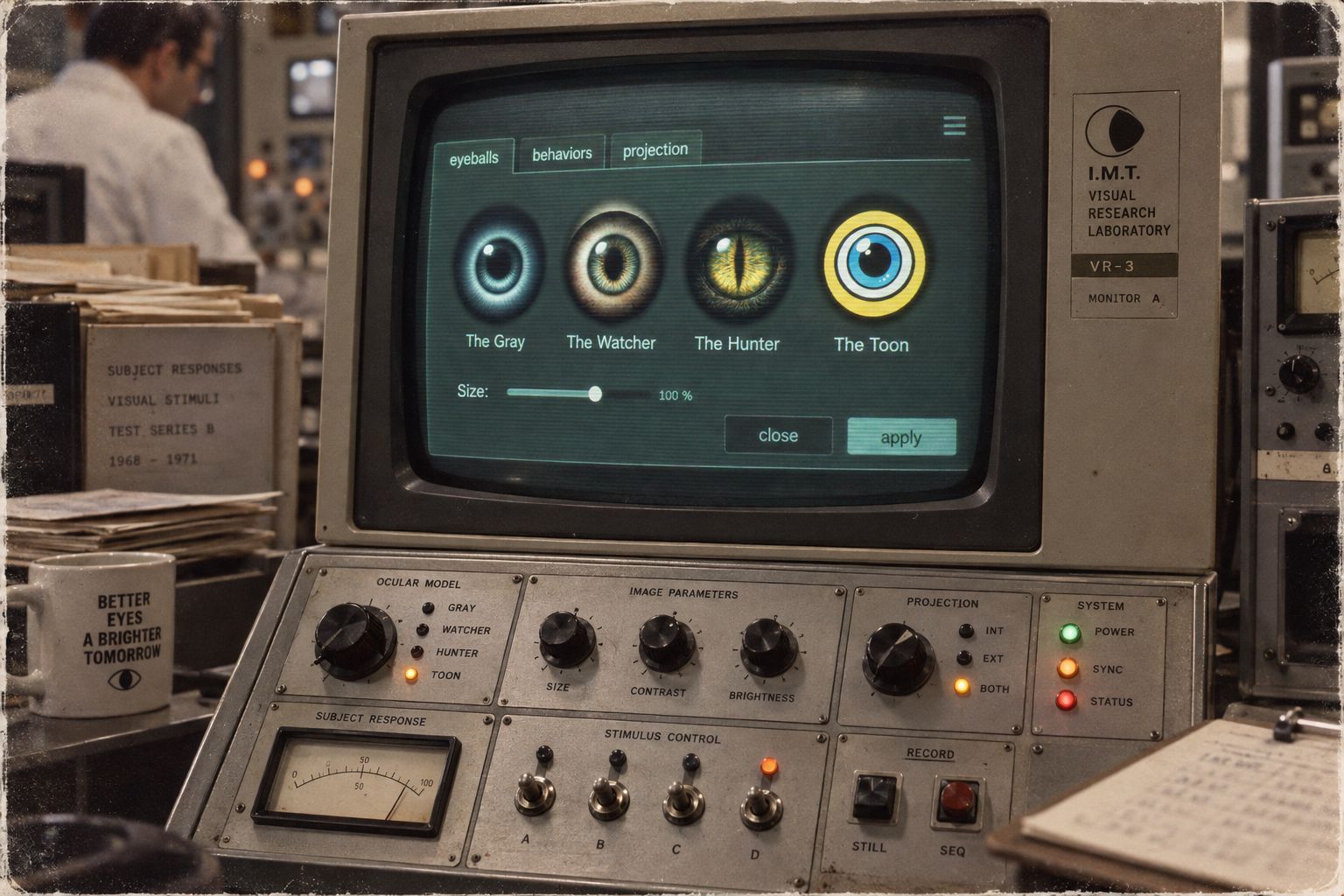 ECY-3 control console displaying the four available ocular models